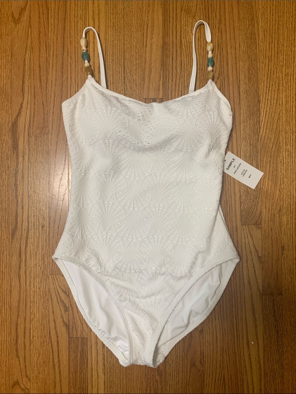 La Blanca swimsuit - white shellbound lingerie mio bathing suit, shell texture 6